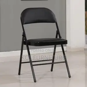 Office Chair : Armless Black Foldable Leather Chair