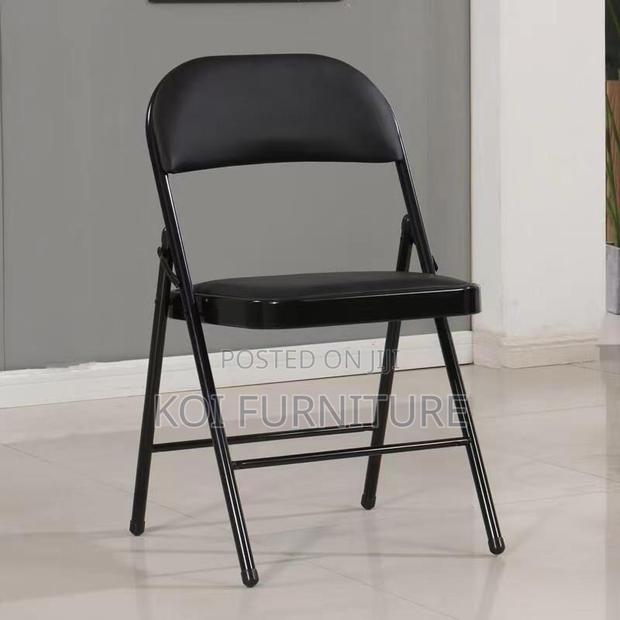 Office Chair : Armless Black Foldable Leather Chair - thumbnail 5