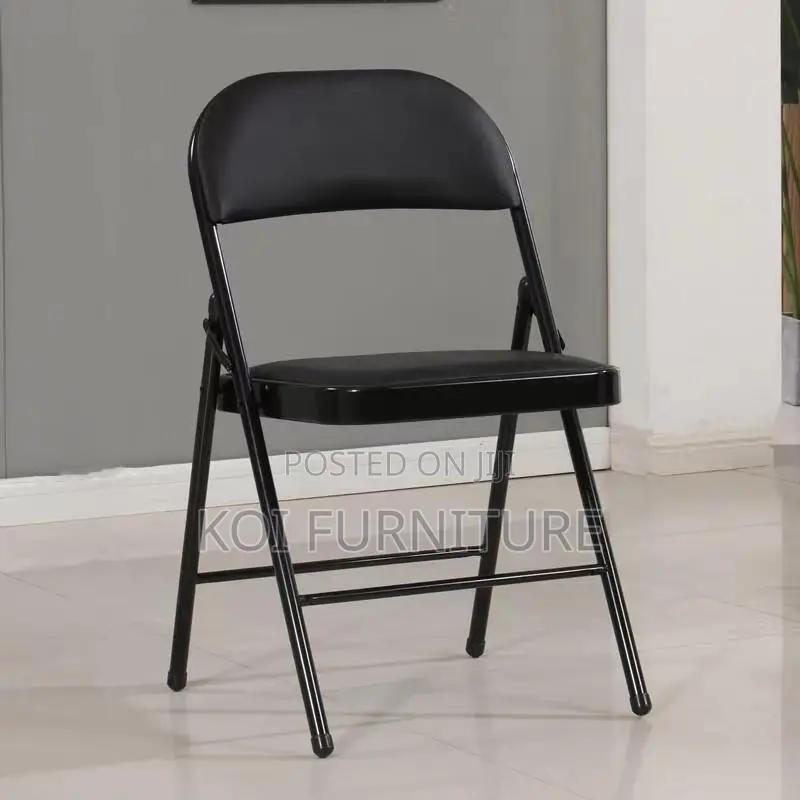 Office Chair : Armless Black Foldable Leather Chair