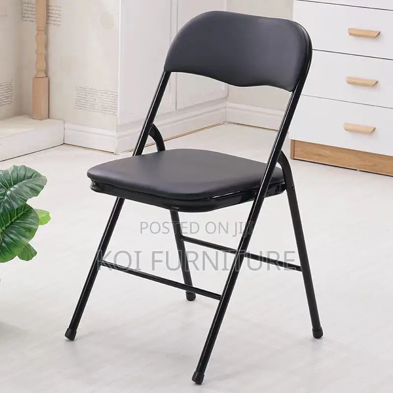 Office Chair : Armless Black Foldable Leather Chair