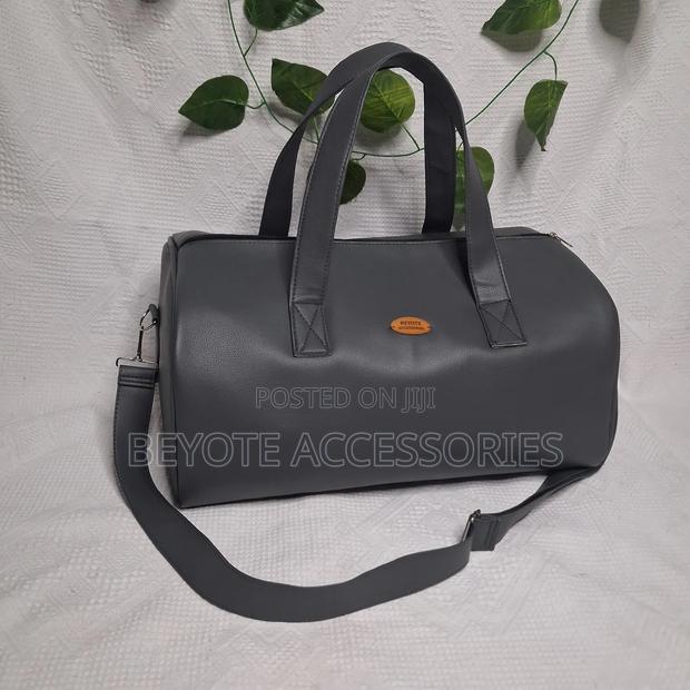 Gray Leather Travel Bag
