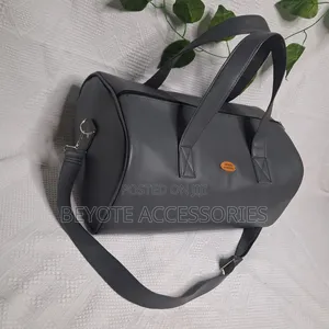 Gray Leather Travel Bag