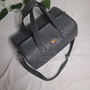Gray Leather Travel Bag