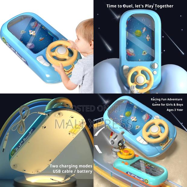 Kids Steering Wheel Game Console Toy Music Lights Usb Rechargeable