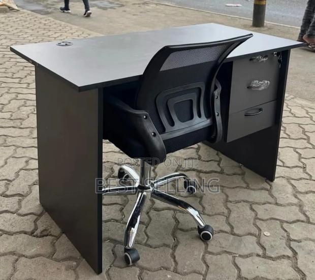 All Black 1.2m Office Desk and Chair