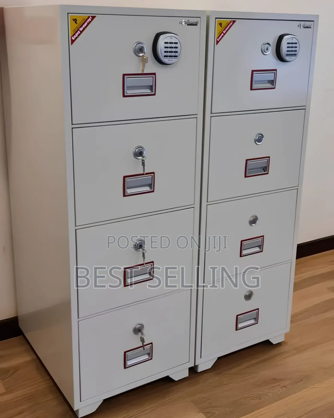 White 4 Drawers Biometric Safe Box