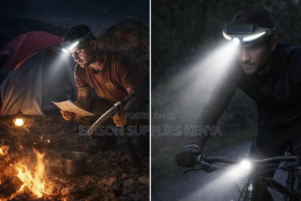 Solar Headlamp Usb Rechargeable Lights Cob Led Camping Head Lamps - thumbnail 4