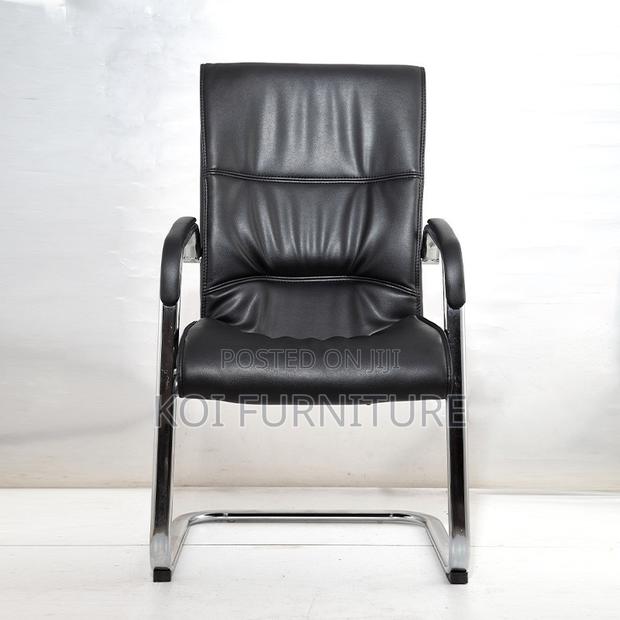 Office Chairs; Leather Office Seat With Sled Base - thumbnail 3