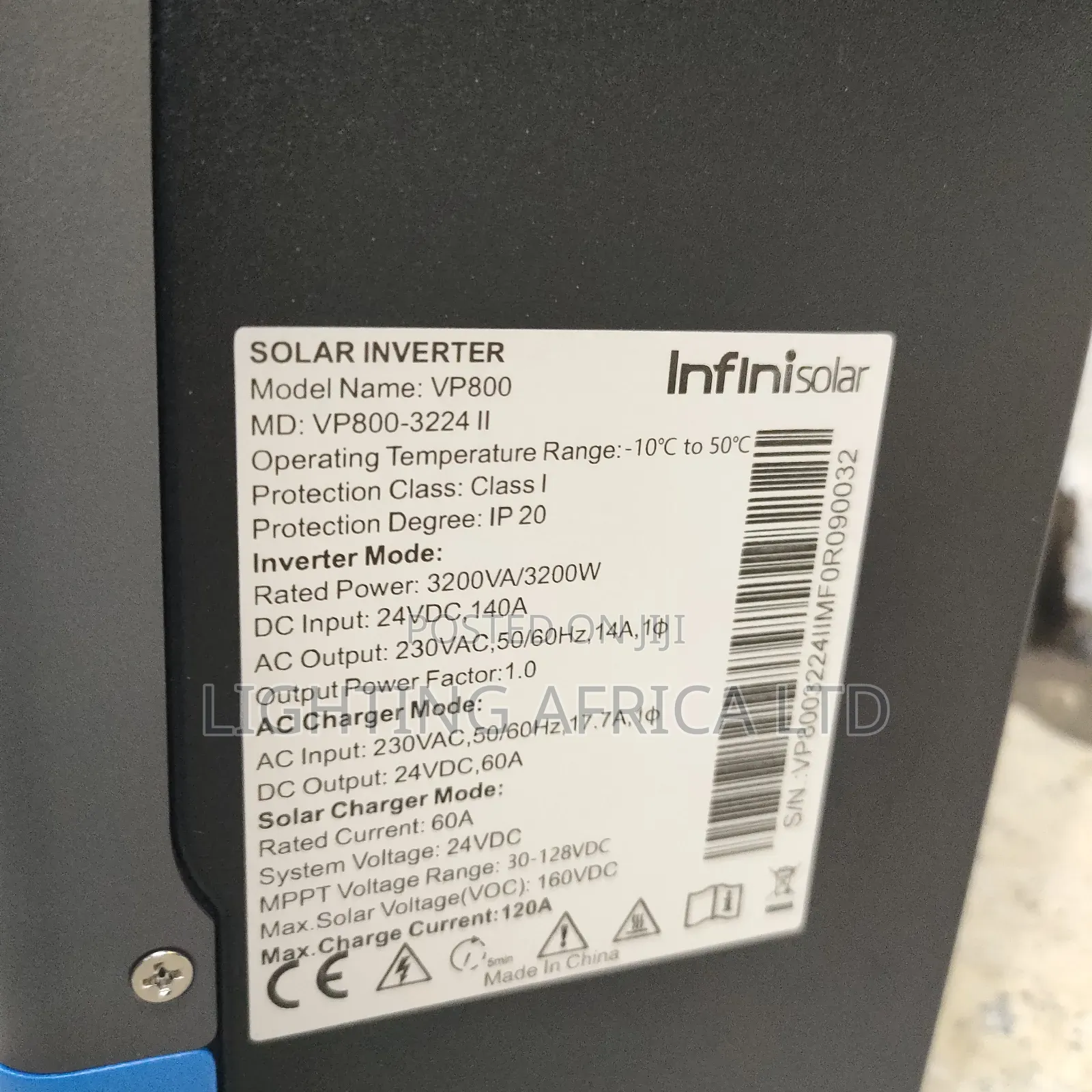 Infinisolar 3.2kva -24v Hybrid Solar Inverter 160 Voc 60a Inbuilt MPPT