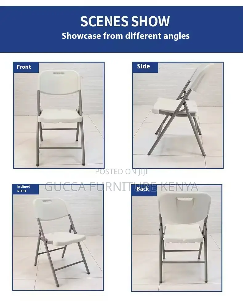 White Outdoor Plastic Folding Desk Chair