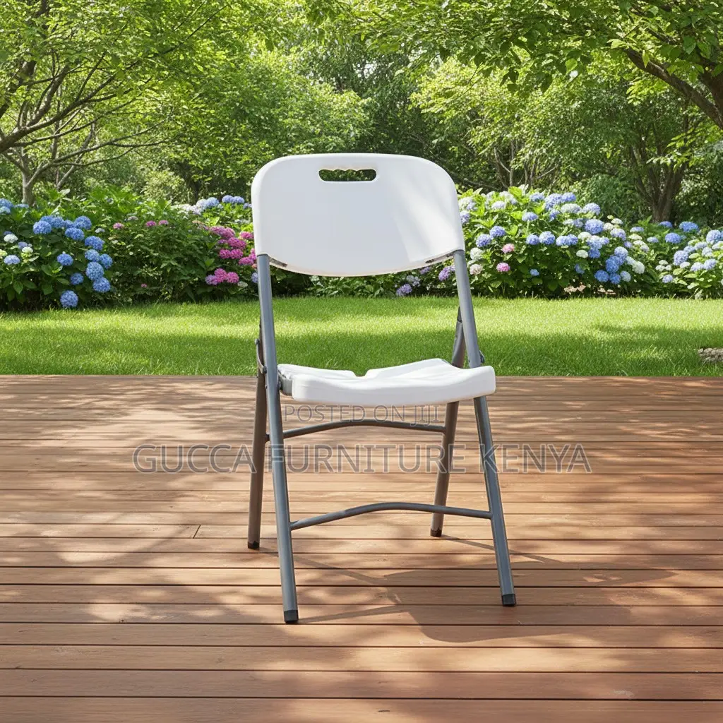 White Outdoor Plastic Folding Desk Chair