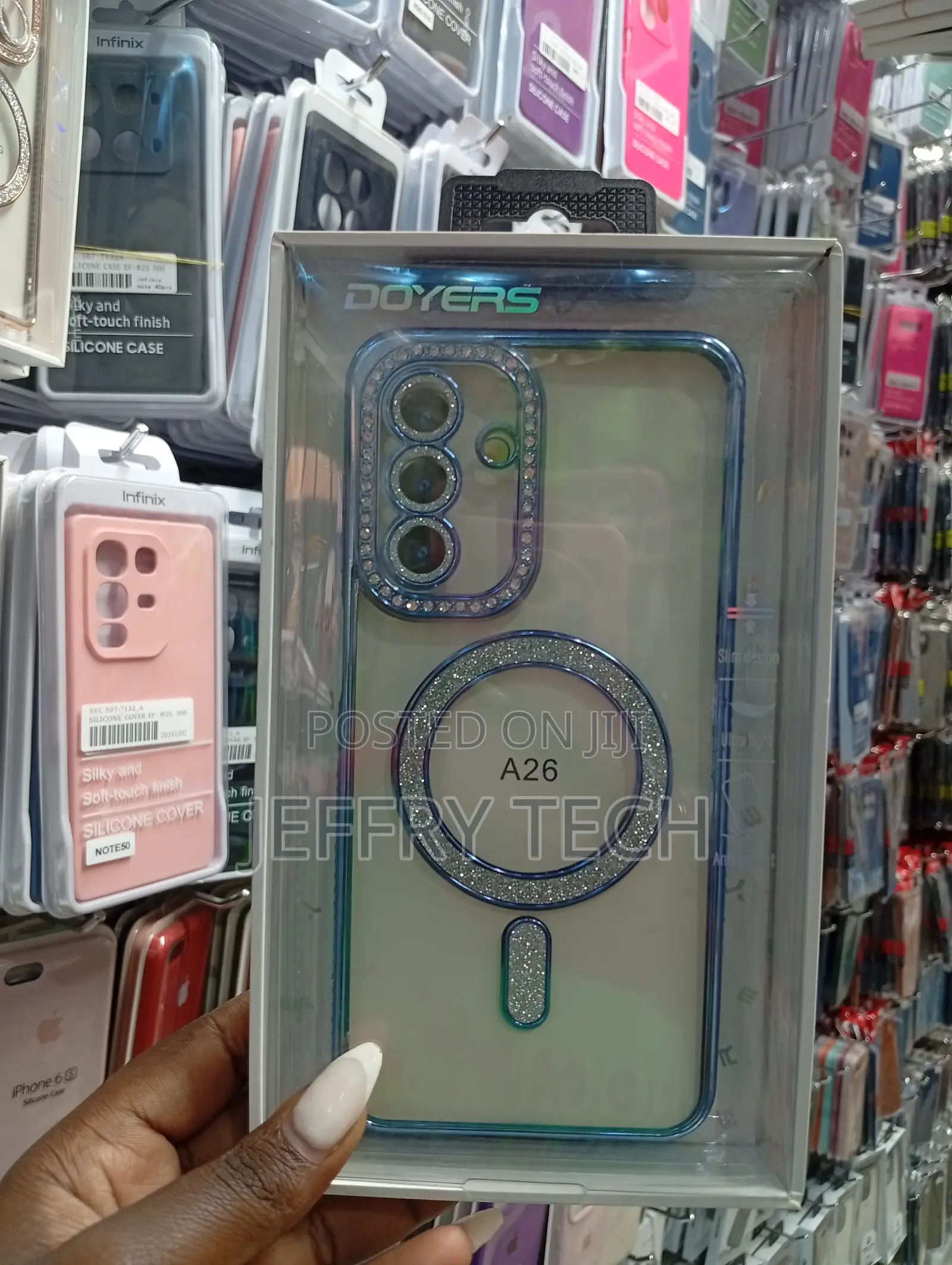 Doyers Branded Glitter Phone Case Designed for Infinix A26 Model.