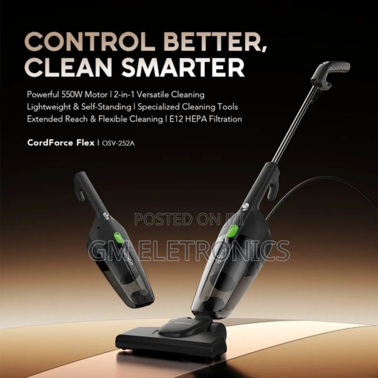 Oraimo Cordforce Flex Osv-252a Corded 2-in-1 Stick Vacuum Cleaner.