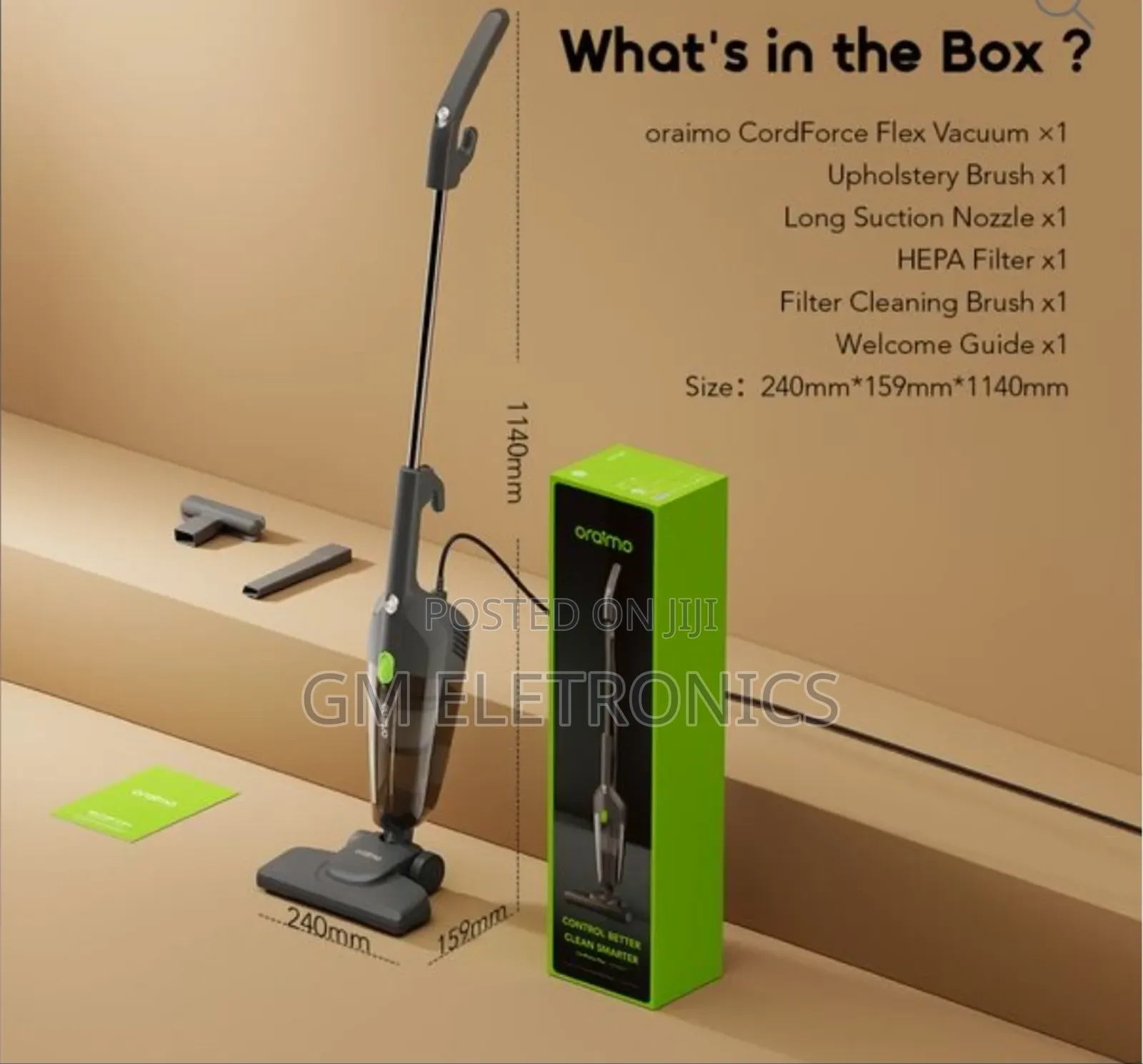 Oraimo Cordforce Flex Osv-252a Corded 2-in-1 Stick Vacuum Cleaner.