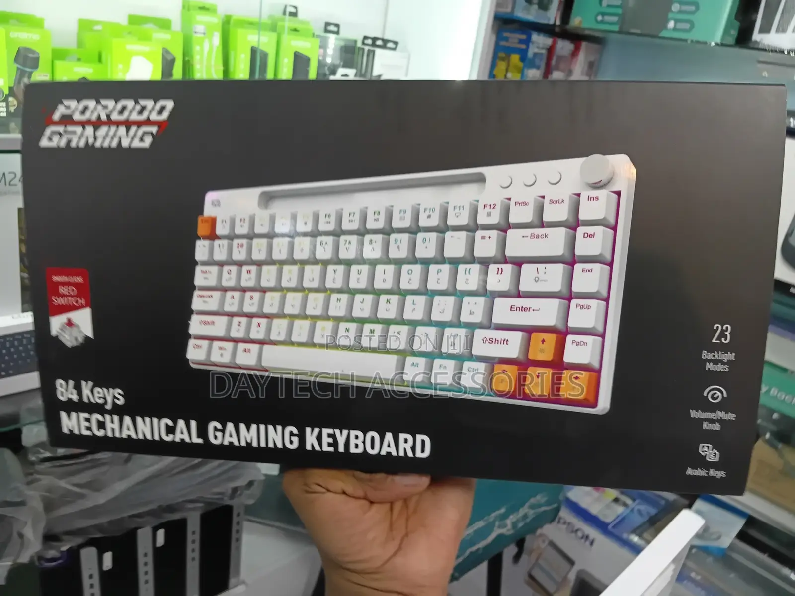 Porodo Gaming Mechanical Keyboard With Suspending Keycaps, TKL 87 Keys