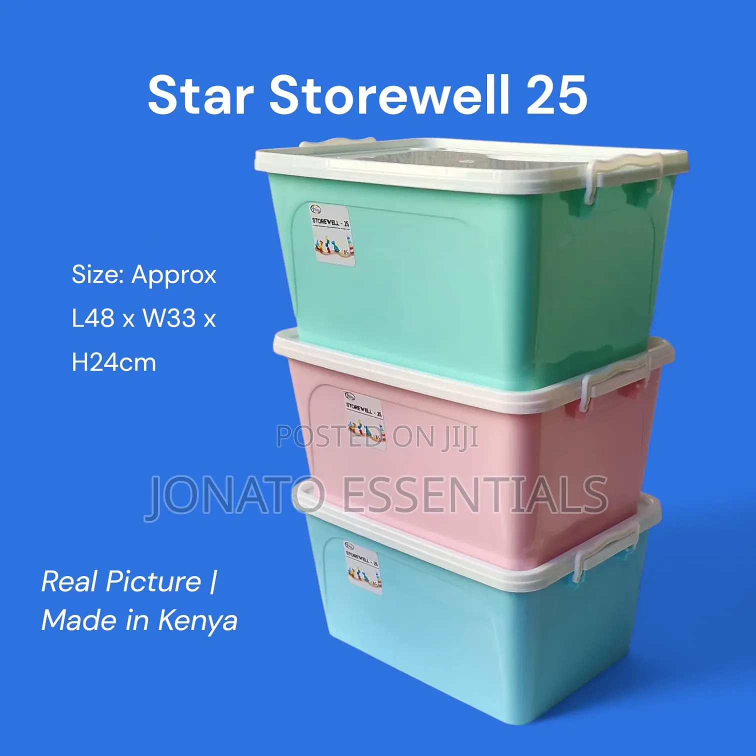25l Star Storewell Plastic Storage Box With Lid - Stackable Organizer