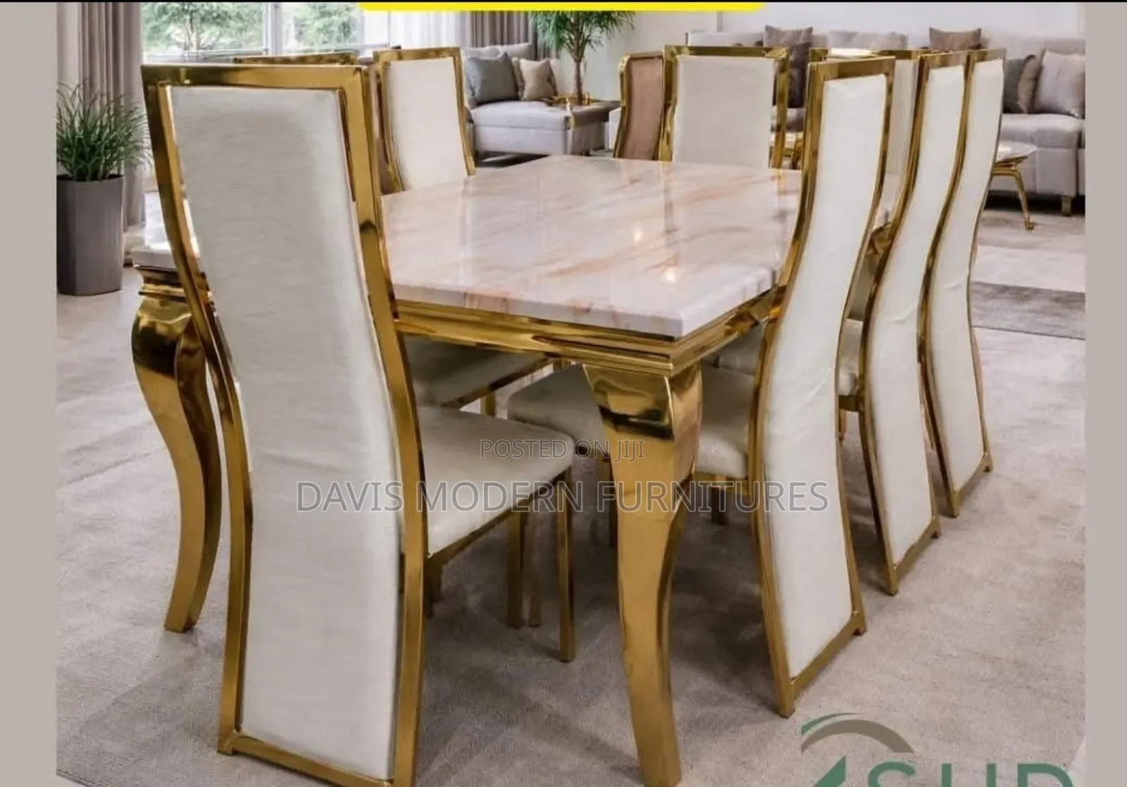 Gold Draining Table With 6 Chairs