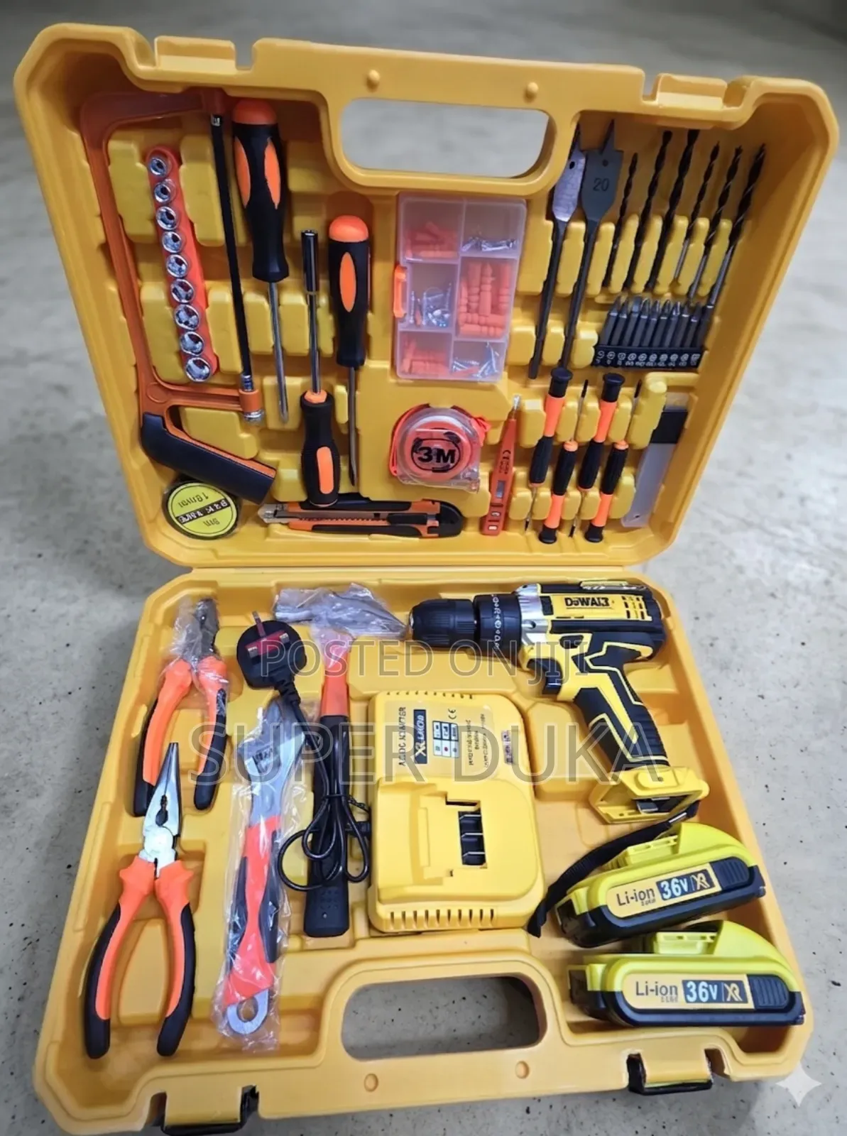 Dewalt 36v Cordless Drill Set With Full Hand Tool Kit.