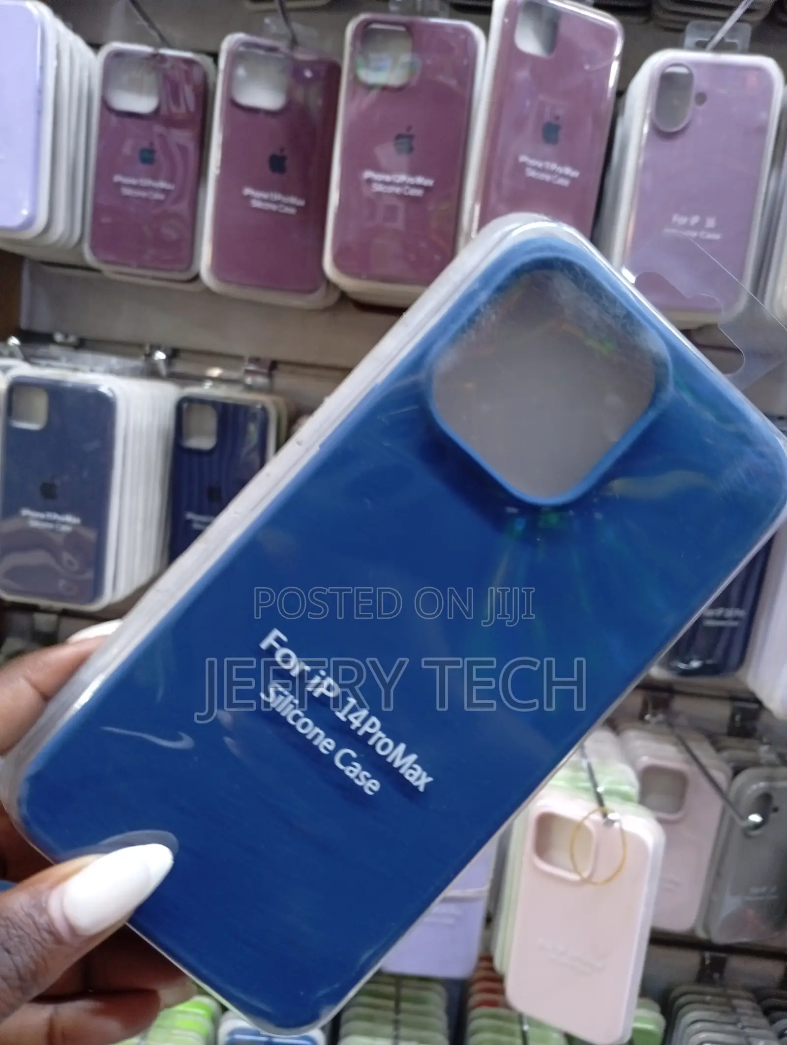 Navy Blue Silicone Case Is for the Apple iPhone 14 Pro Max.