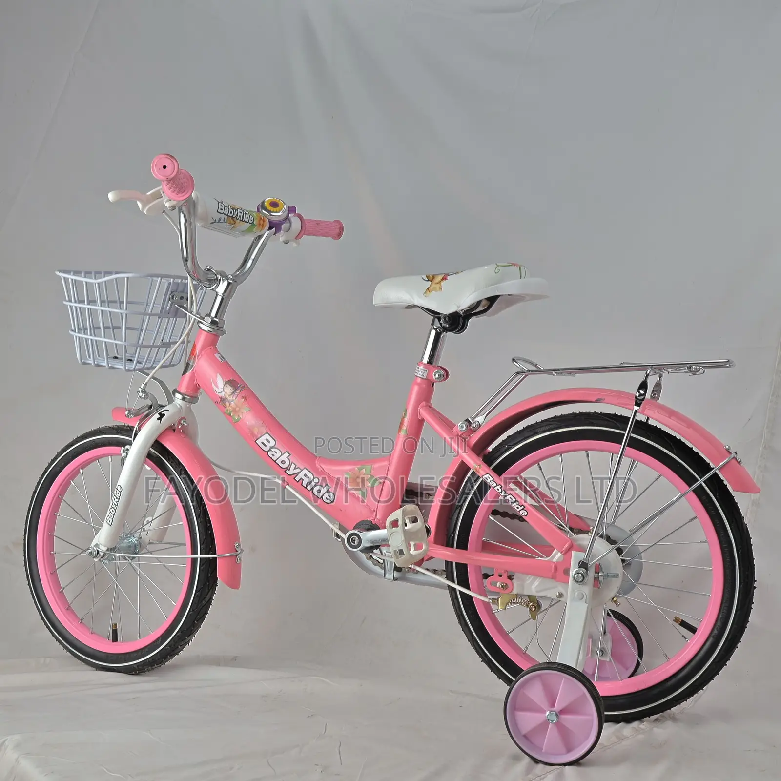 Baby Ride Kids Pink Bike With Training Wheels