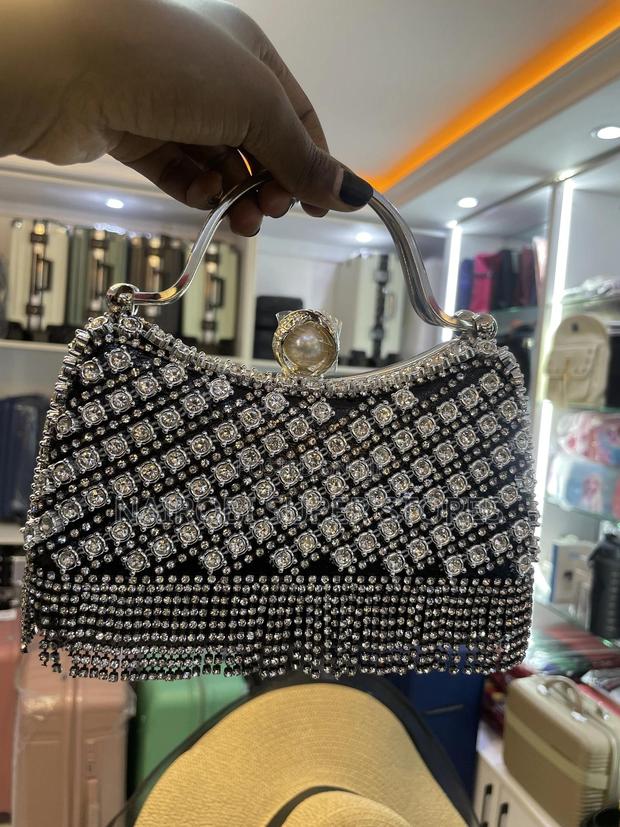 Luxury Rhinestone Handbag With Pearl Handle