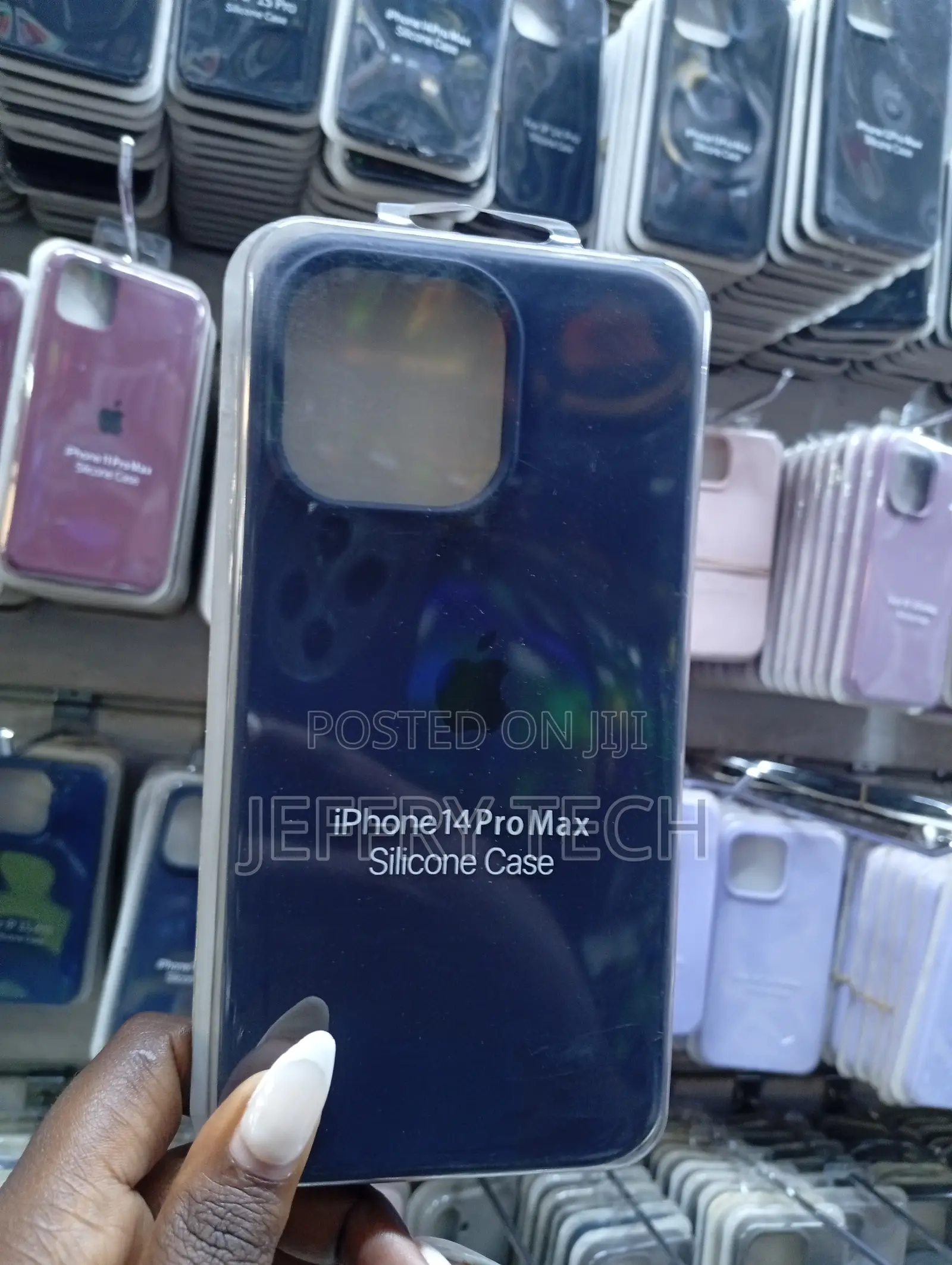 iPhone 14 Pro Max Silicone Case, in Navy Blue.