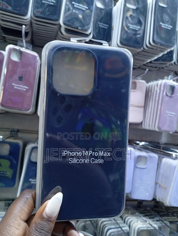 iPhone 14 Pro Max Silicone Case, in Navy Blue.