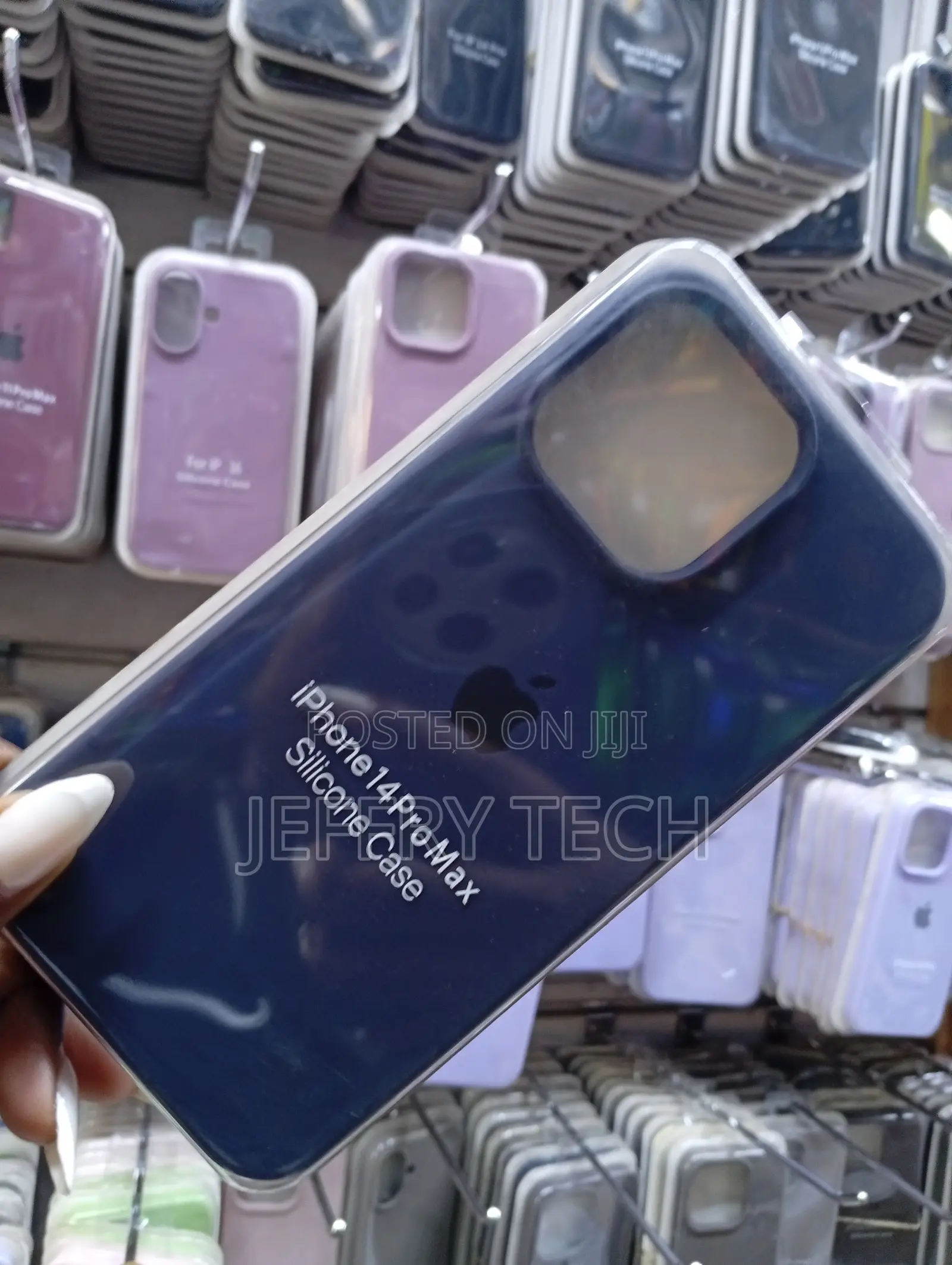 iPhone 14 Pro Max Silicone Case, in Navy Blue.