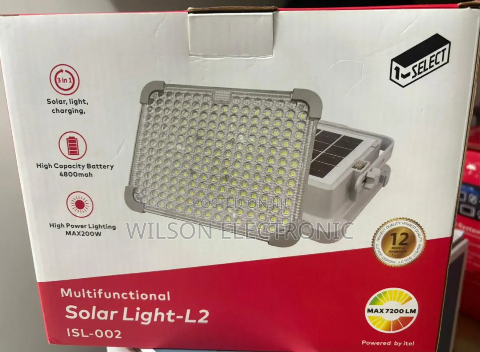 Itel Rechargeable Solar Floodlight. 200w