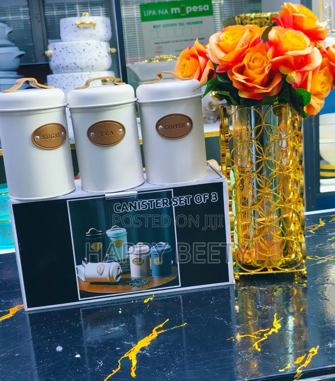 *3pcs Cannister Set (Tea/Sugar/Coffee)