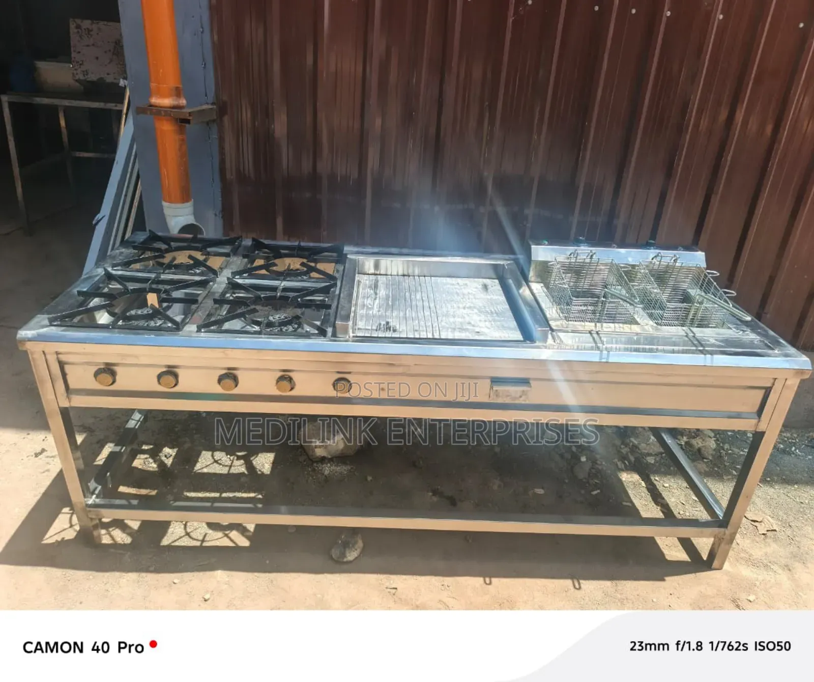 4-Burner+Grindle +Double Fryers Combined Cooker