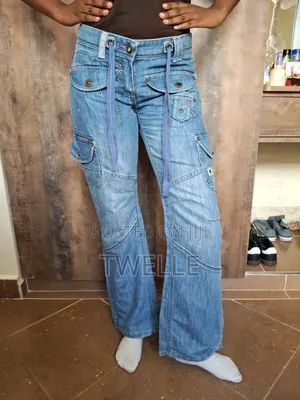 Cargo Wide Leg Denim Jeans