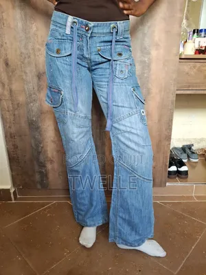 Cargo Wide Leg Denim Jeans