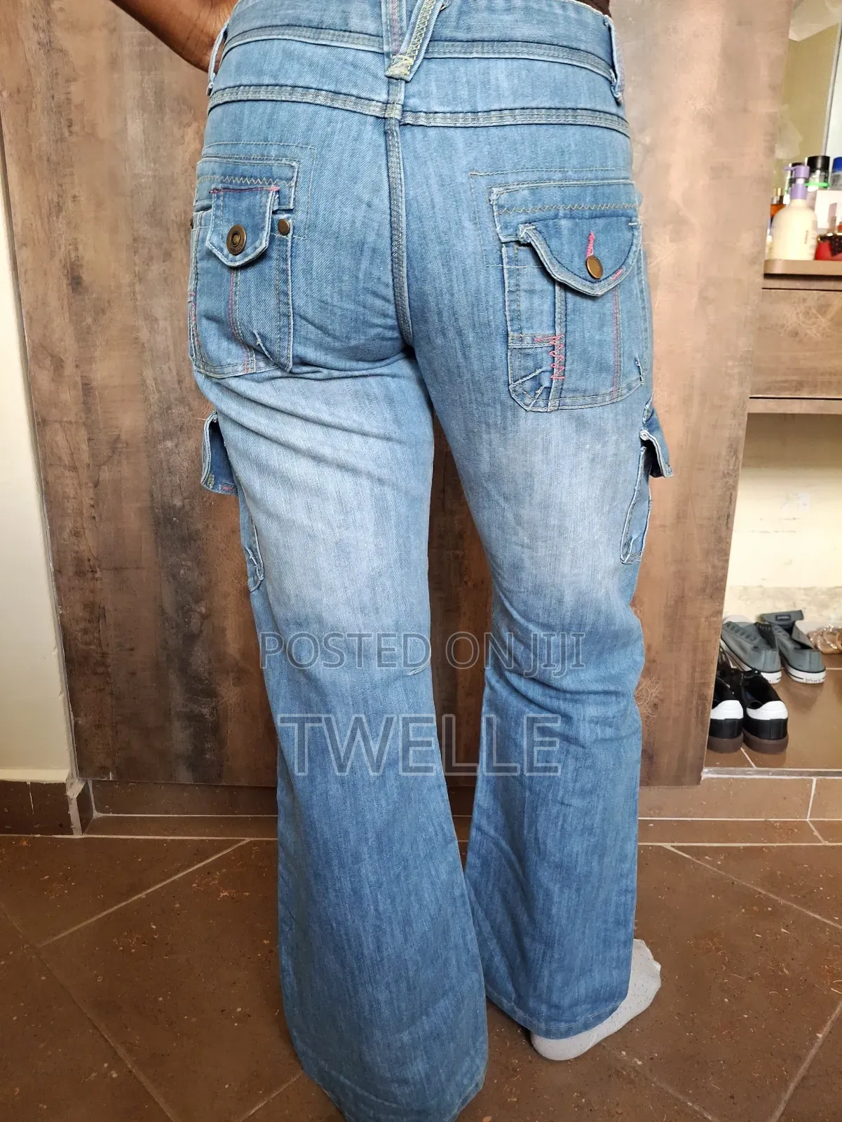 Cargo Wide Leg Denim Jeans