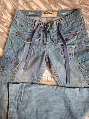 Cargo Wide Leg Denim Jeans