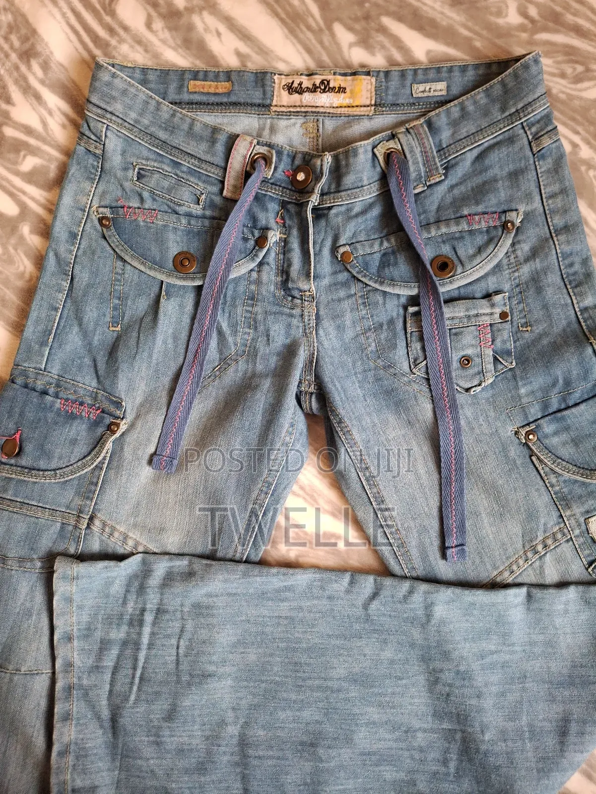 Cargo Wide Leg Denim Jeans