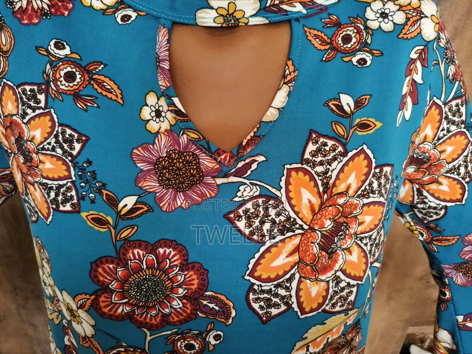 Blue Flower Design Blouse
