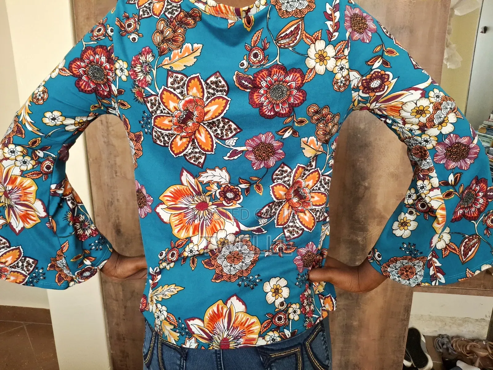 Blue Flower Design Blouse