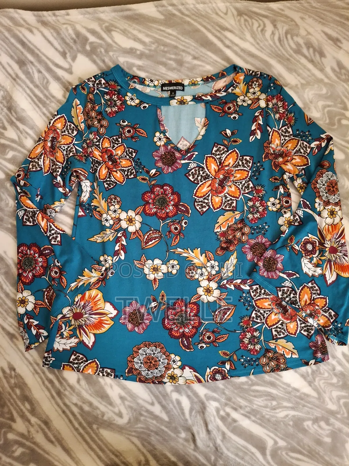 Blue Flower Design Blouse
