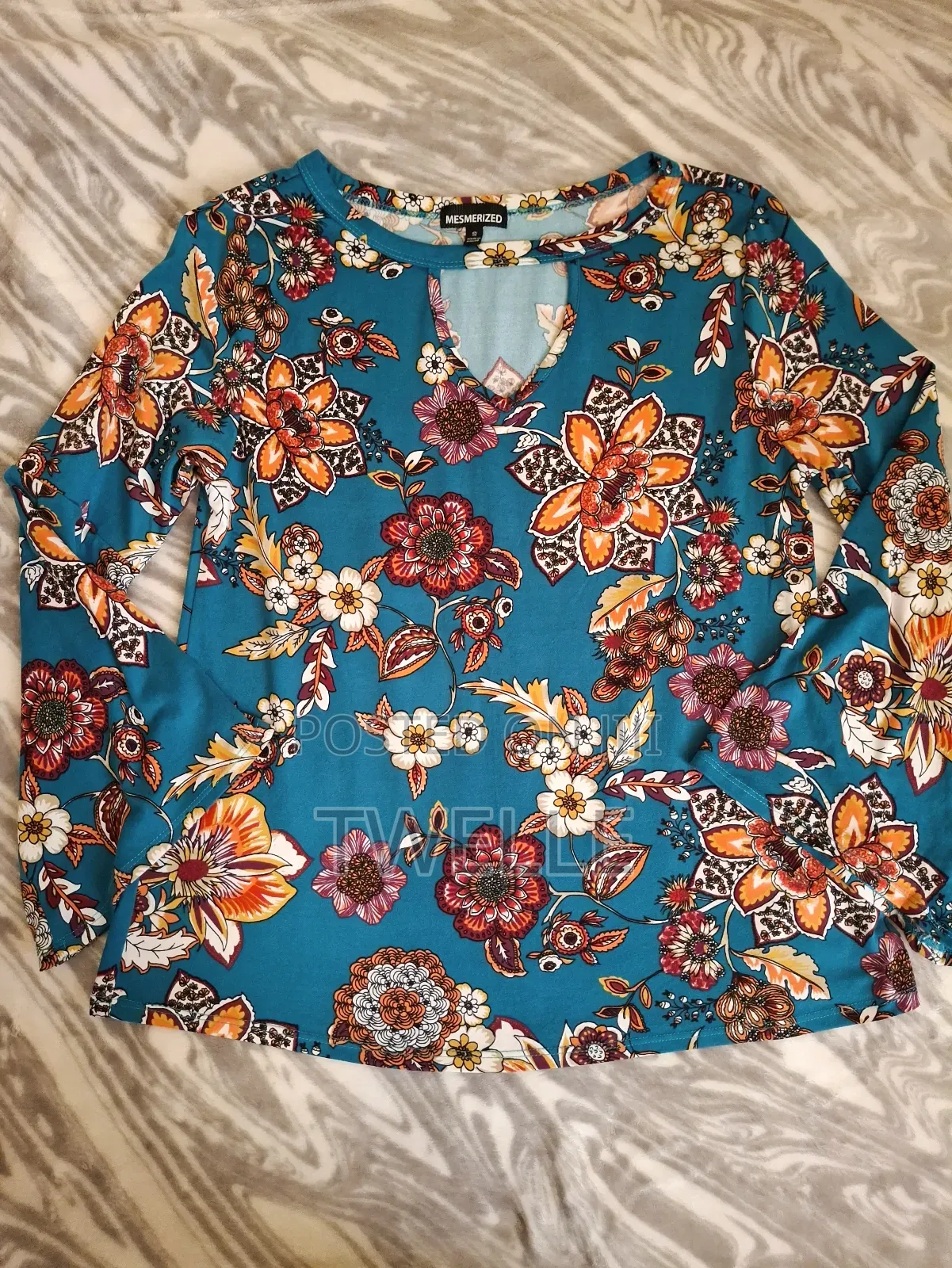 Blue Flower Design Blouse