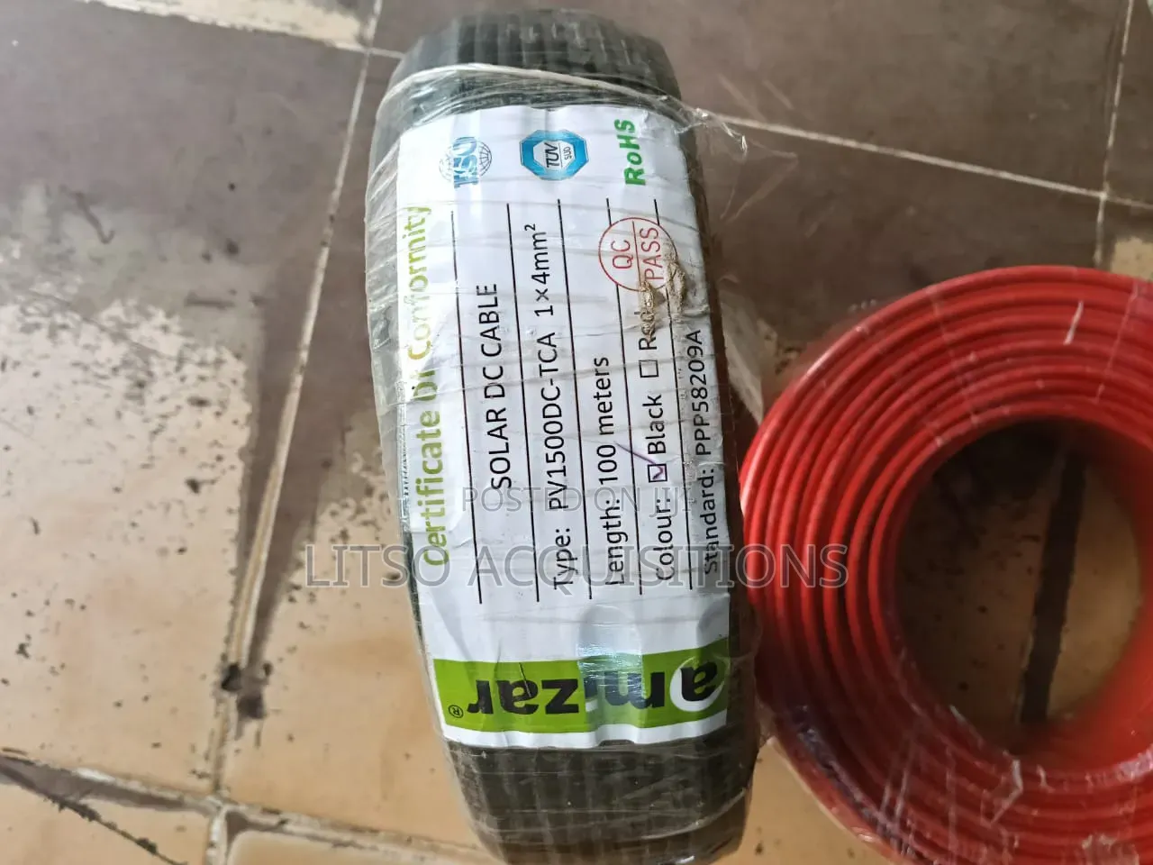 6mm Pv Solar Cable – 100 Metres Roll (Amizar Brand)