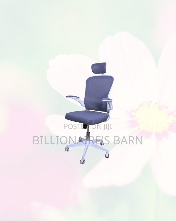 White Ergonomic Office Chair Flipup Arms Adjustable Headrest Ergonomic