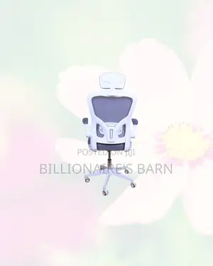 White Ergonomic Office Chair Flipup Arms Adjustable Headrest Ergonomic