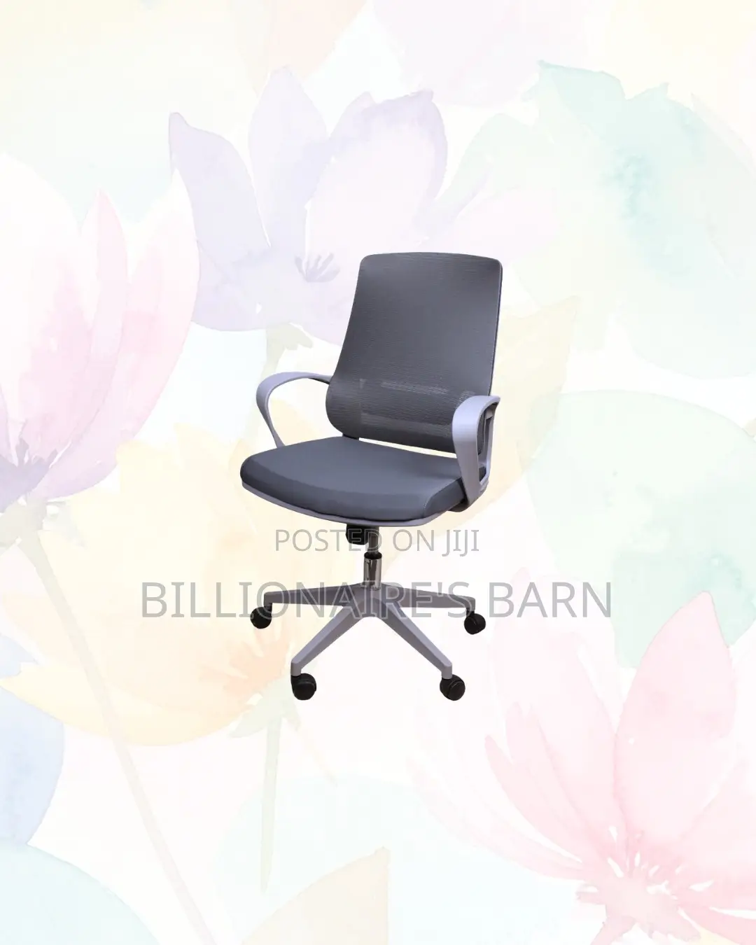 Grey Ergonomic Mesh Office Chair Mid Back Lumbar Support Seating