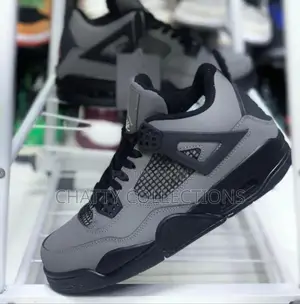 Gray and Black Unisex Jordan J4 Sneakers Size 37 to 45