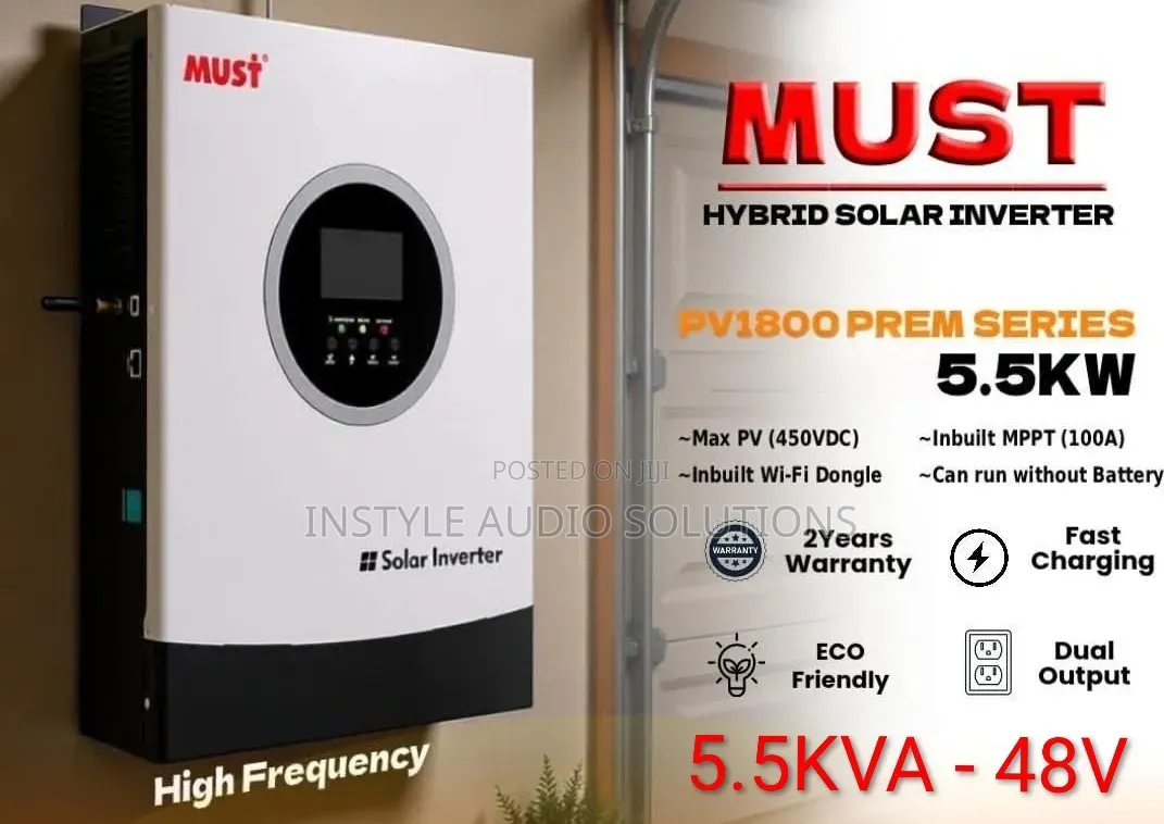 Must 5.5kva - 48v Hybrid Solar Inverter 100a MPPT 450vdc
