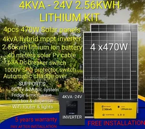 4kva Offgrid System - 24v 200ah Lithium Battery - (4)470w Solar Panels