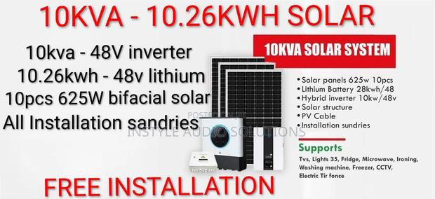 10 Kva Offgrid Solar - 10.26kwh Lithium Battery - (10)625w Solar Kit