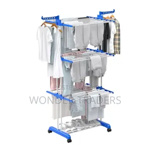 3 Tier Clothes Drying Rack With Shoe Rack and 2 Side Wings*