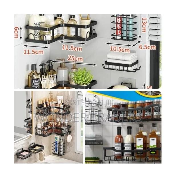 *Multipurpose 5pcs Set Rectangular and Corner Shower Caddy Shelf/5in1